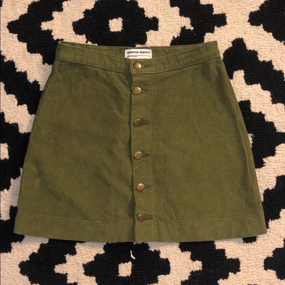 American Apparel Corduroy Green Skirt